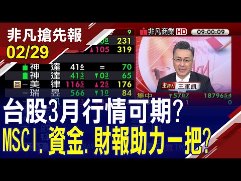 【台股3月行情可期? MSCI.資金.財報助力一把? 保證不缺水缺電!盧市長宣布:台積電台中二期擴廠都計變更通過】20240229 (王軍凱×黃漢成×何金城) @ustvhotstock