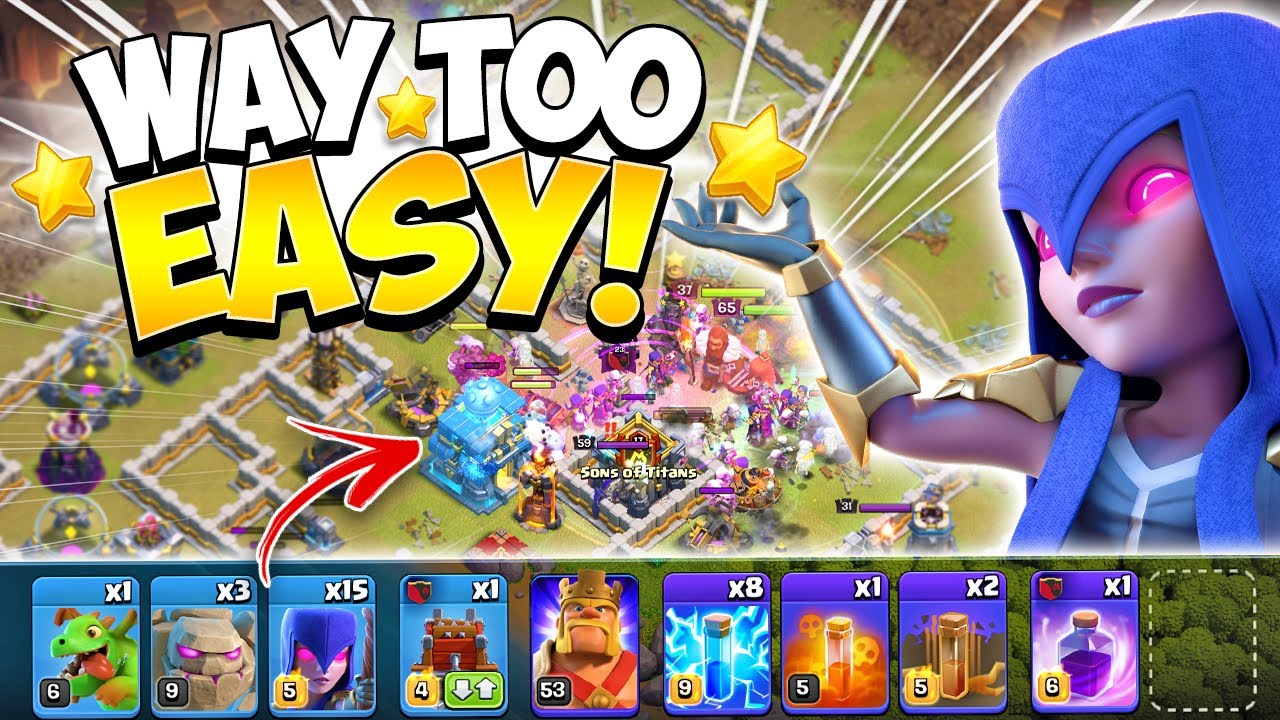 Effortless 3 Stars! TH12 Zap Quake Witch is the Easiest TH12 Attack
