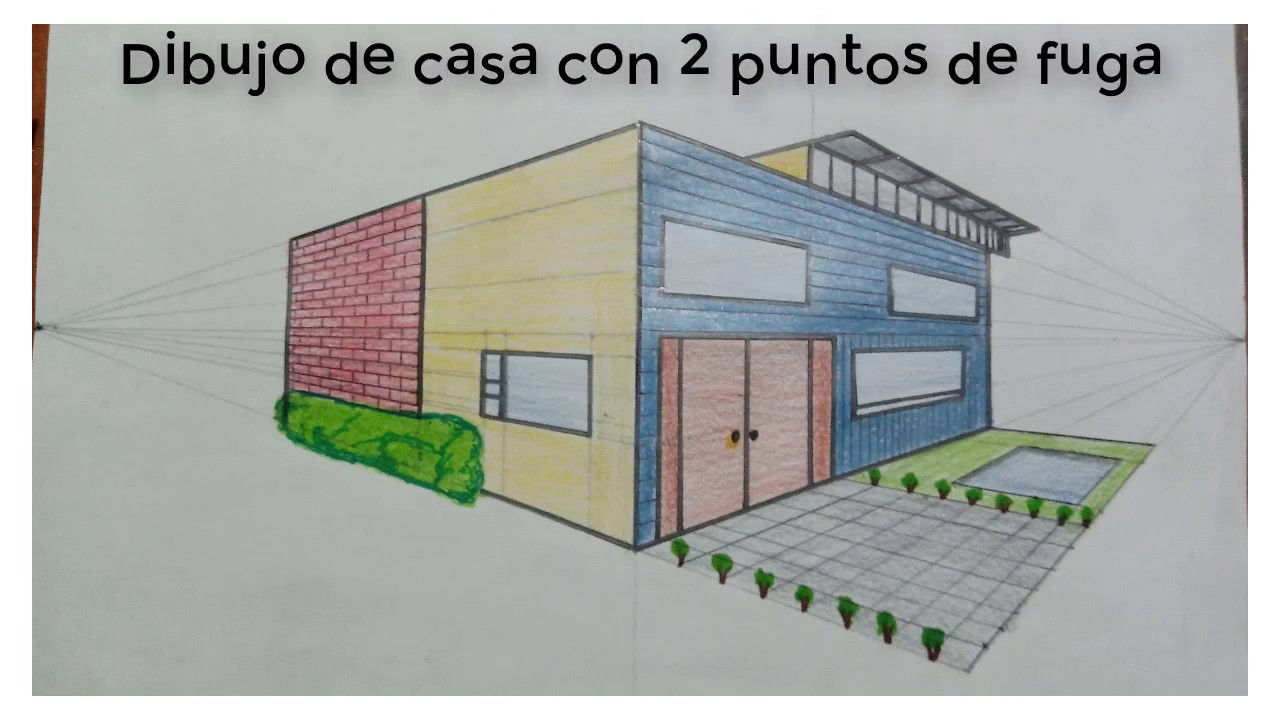 DIBUJO DE CASA CON 2 PUNTOS DE FUGA - thptnganamst.edu.vn