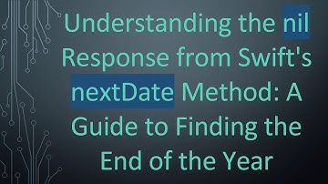 Understanding the nil Response from Swift