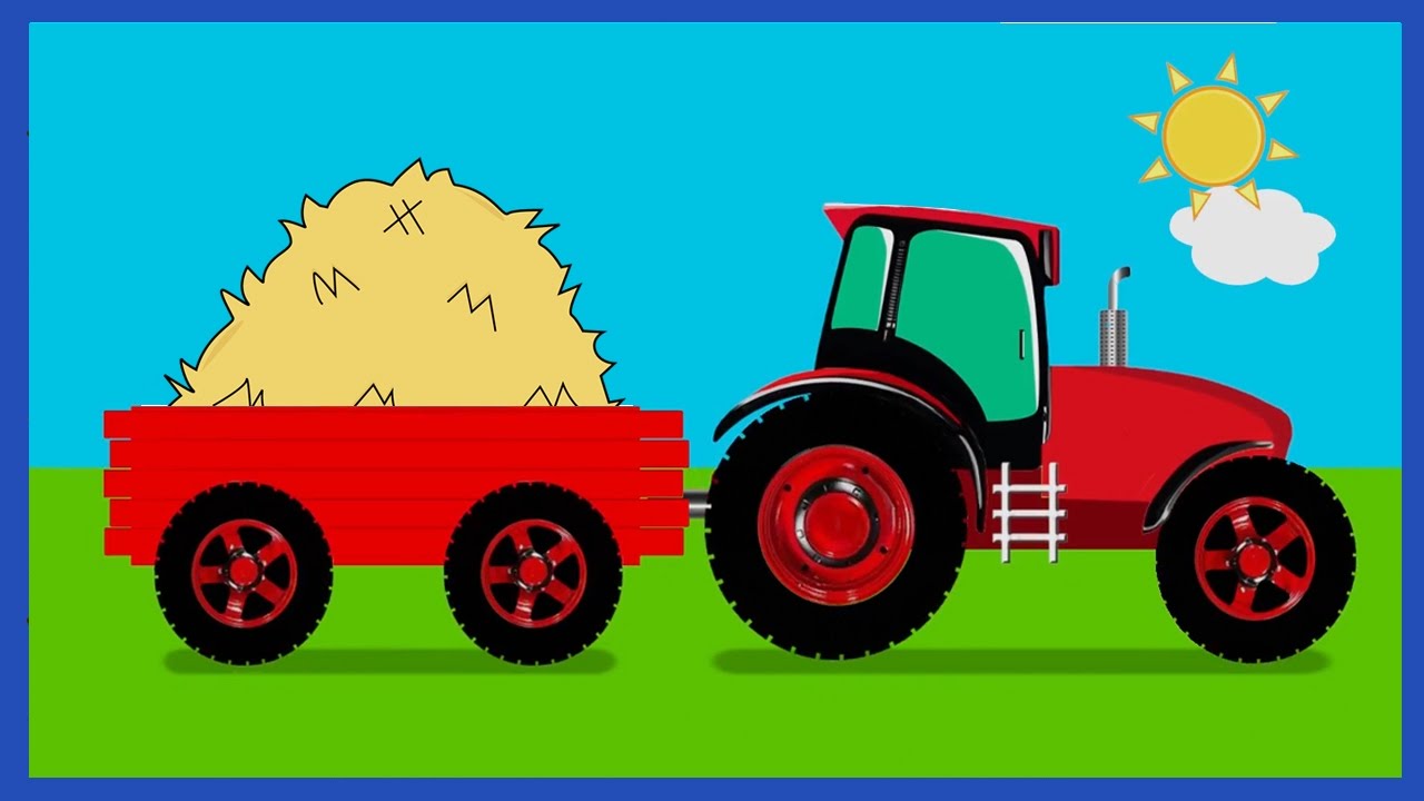 Про красный трактор. Kids TV tractor. Синий трактор трейлер. Farm vehicles. Car Farmer for Kids.