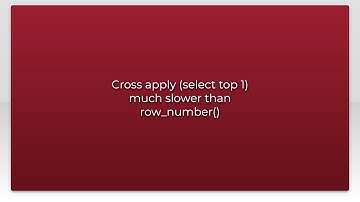 Cross apply (select top 1) much slower than row_number()