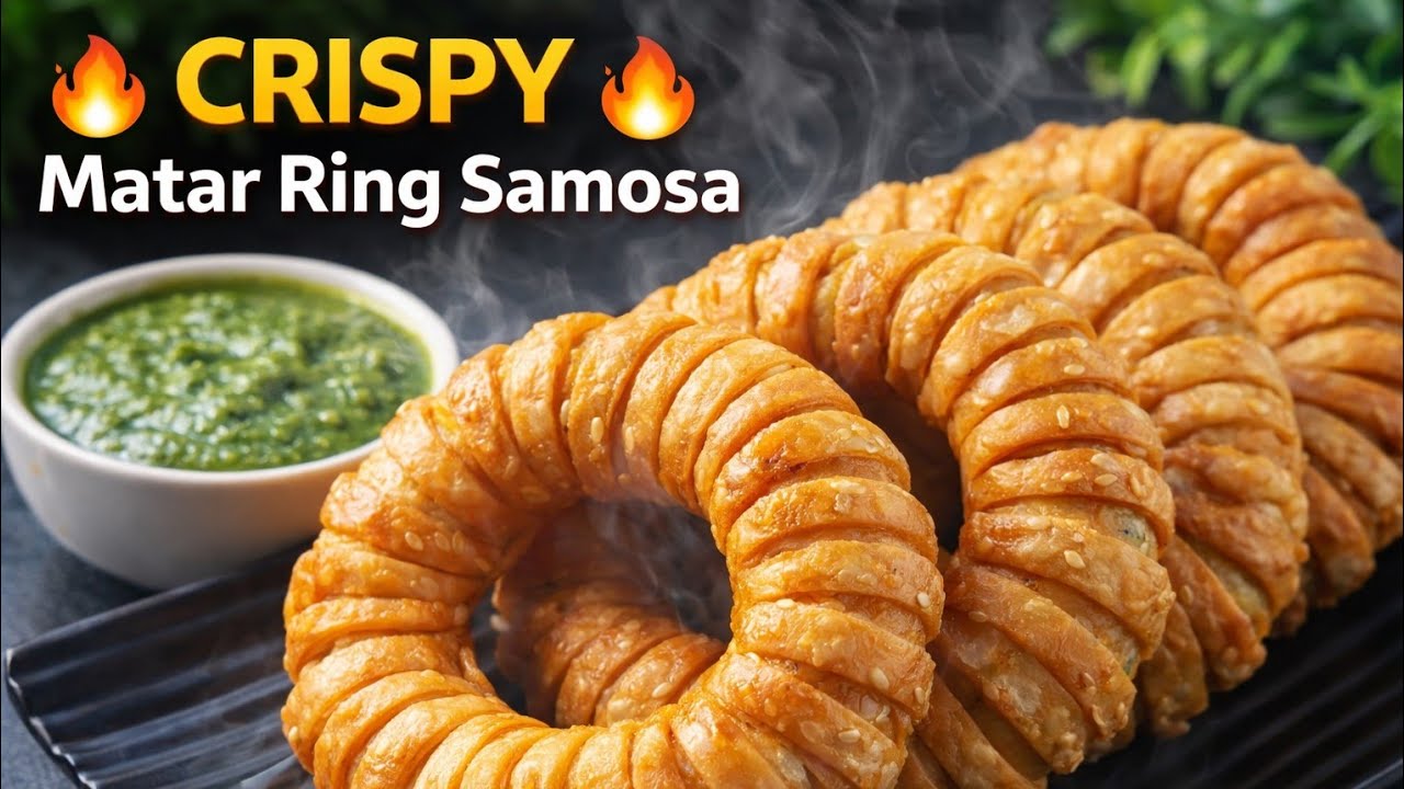 आलू–मटर का Ring Samosa 😍 इतना Crispy कि एक बार में खत्म | बाहर से कुरकुरा, अंदर से भरपूर मटर Samosa 