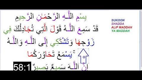SURAH 58سورة المجادلة AL-MUJADALAH AYAH 1 FOR SLOW READERS