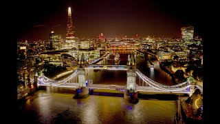 Flying a drone over London city