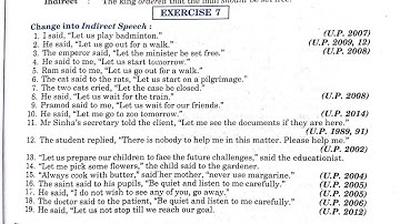 Exercise 7 class 12 English | direct and indirect speech | exercise 7 class 12 English