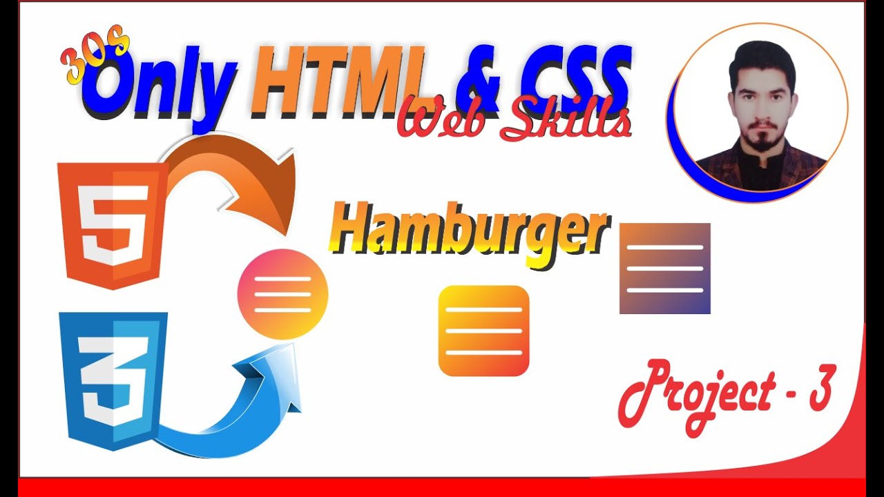 Only in 30s! How to Create an Hamburger for a website Using HTML & CSS ...