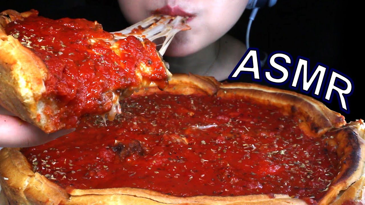 ASMR Deep Dish Pizza EATING SOUNDS | 시카고 피자 먹방 | NO TALKING