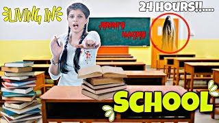 Living in SCHOOL for 24Hours!! *Gone Haunted*😭| Jenni's Hacks