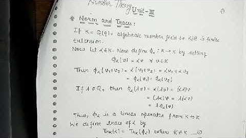 Norms and Traces in Algebraic Number Field Lecture 01, Graduation & post-graduation Mathematics