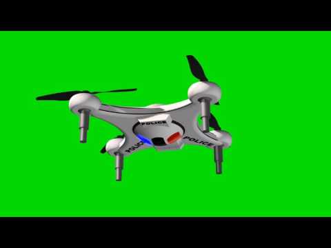 Police Drone Quadrocopter - green screen - free use @bestgreenscreen
