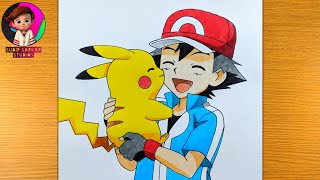 How To Draw Ash and Pikachu From Pokemon screenshot 5