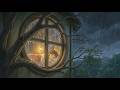 Living in a Treehouse During the Biggest Storm | Safe and Cozy Above the Forest | Ghibli ASMR