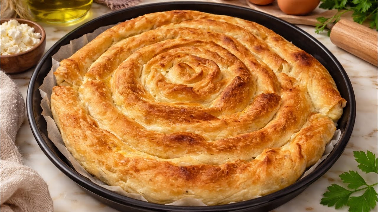  Çıtır çıtır hazır yufkadan patatesli pırasalı dolama böreği