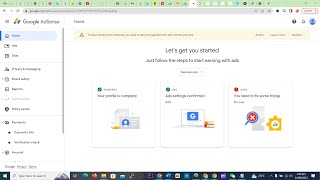 To start earning from AdSense, you need to add your payment info and connect your site