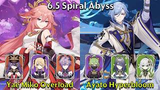 C2 Yae Miko Overload &amp; C0 Ayato Hyperbloom - Genshin Impact 6.5 Spiral Abyss Full Clear
