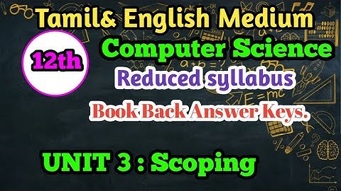 12th Computer Science Unit 3 Book Back Answer Key Reduced Syllabus for T/E Medium. #12thcomputer