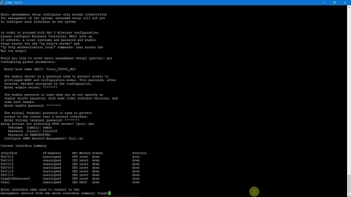 Cisco C9800L Wireless LAN Controller Management - Day 0 - CLI initial Setup