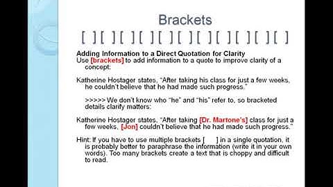Parentheses, Brackets, and Ellipses