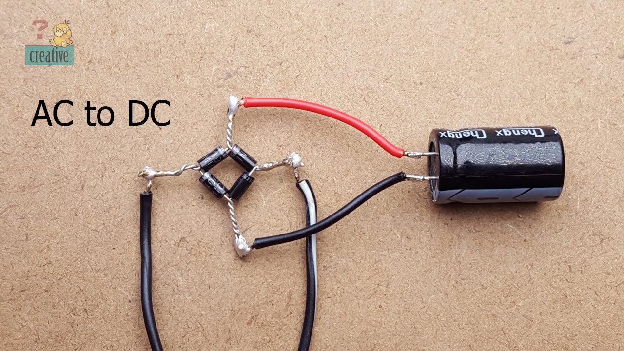 AC to using 4 diode and 1 Capacitor - full Bridge Rectifier - YouTube