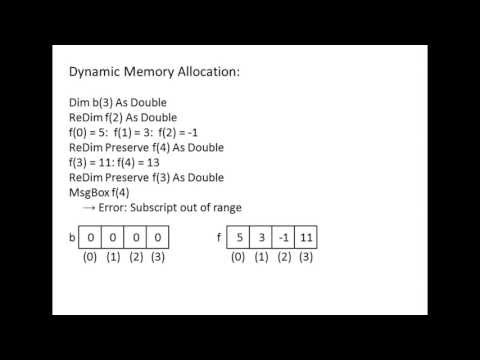 Excel VBA Topic 9.4 - Dynamic Memory Allocation (ReDim statement)