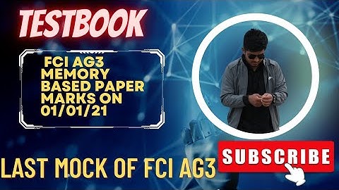 FCI AG 3 memory based mock || based on 1 january 2023 || testbook || #sbi #banking #ibps#fci #fciag3