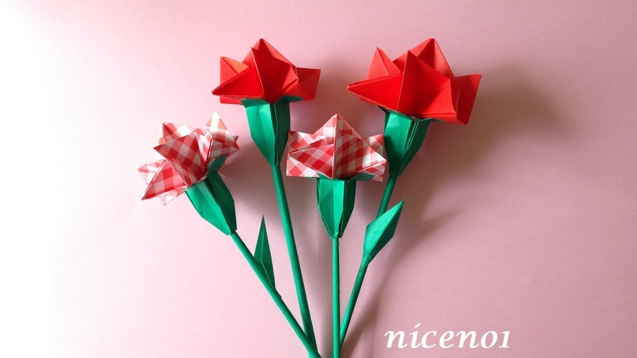 折り紙 カーネーションの花 立体 折り方 Niceno1 Origami Flower Carnation Youtube