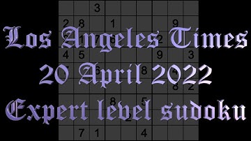 Sudoku solution – Los Angeles Times sudoku 20 April 2022 Expert level