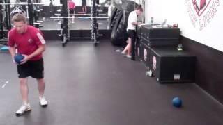 Medicine Ball Side Toss with Step Behind