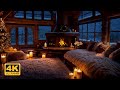 Snowstorm &amp; Howling Wind to sleep | 🔥 Chimney Crackling w/ Snowstorm sounds 4K - Winter Ambience