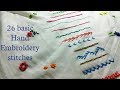 Learn 26 basic Hand Embroidery stitches  || periwinkle TV