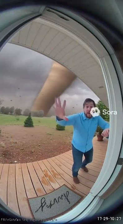 Man trying to save his life from tornado he get stucked by a tornado.  #sora2 #tornado #shorts