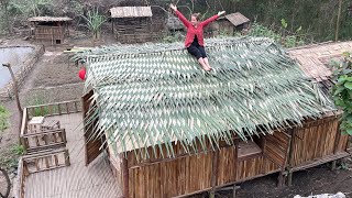 How To Make A Roof From Forest Areca Leaves Noise And Heat Resistant Roofing For The House Ep 28