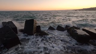 Fall asleep in 15 minutes. The sound of waves crashing on rocks at sunset the sea for sleep