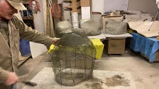 Make fake rock with cement & rebar and lath