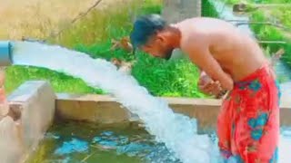 My first vlog | swimming in TubeWell water pool in village | TubeWell water fun by village boys