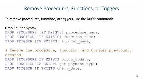 Advanced SQL: SQL/PSM Removing Routines