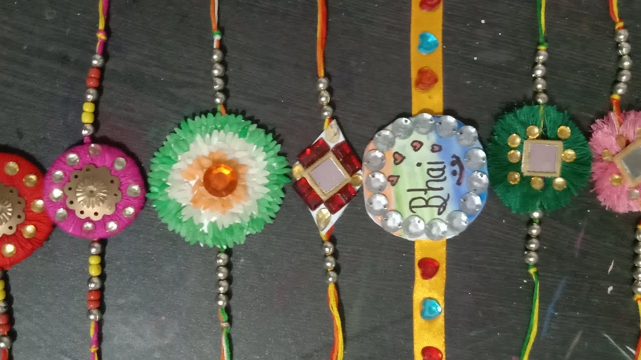 Easy 5 type Rakhi making idea 💡/DIY rakhi making🥰 homemade rakhi idea ...