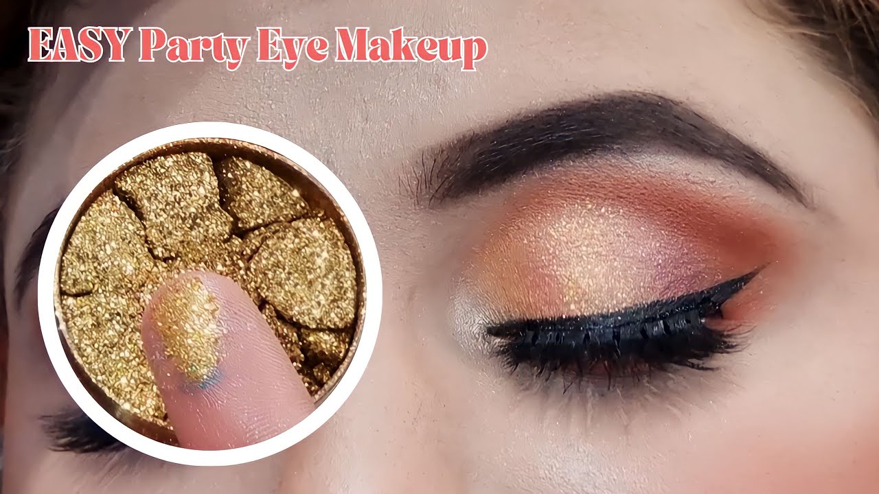 Simple Glitter Eye Makeup for Party Step by Step Easy Eye Makeup