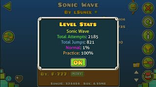 geometry dash sonic wave practice mode no. of attempts taken!!!
