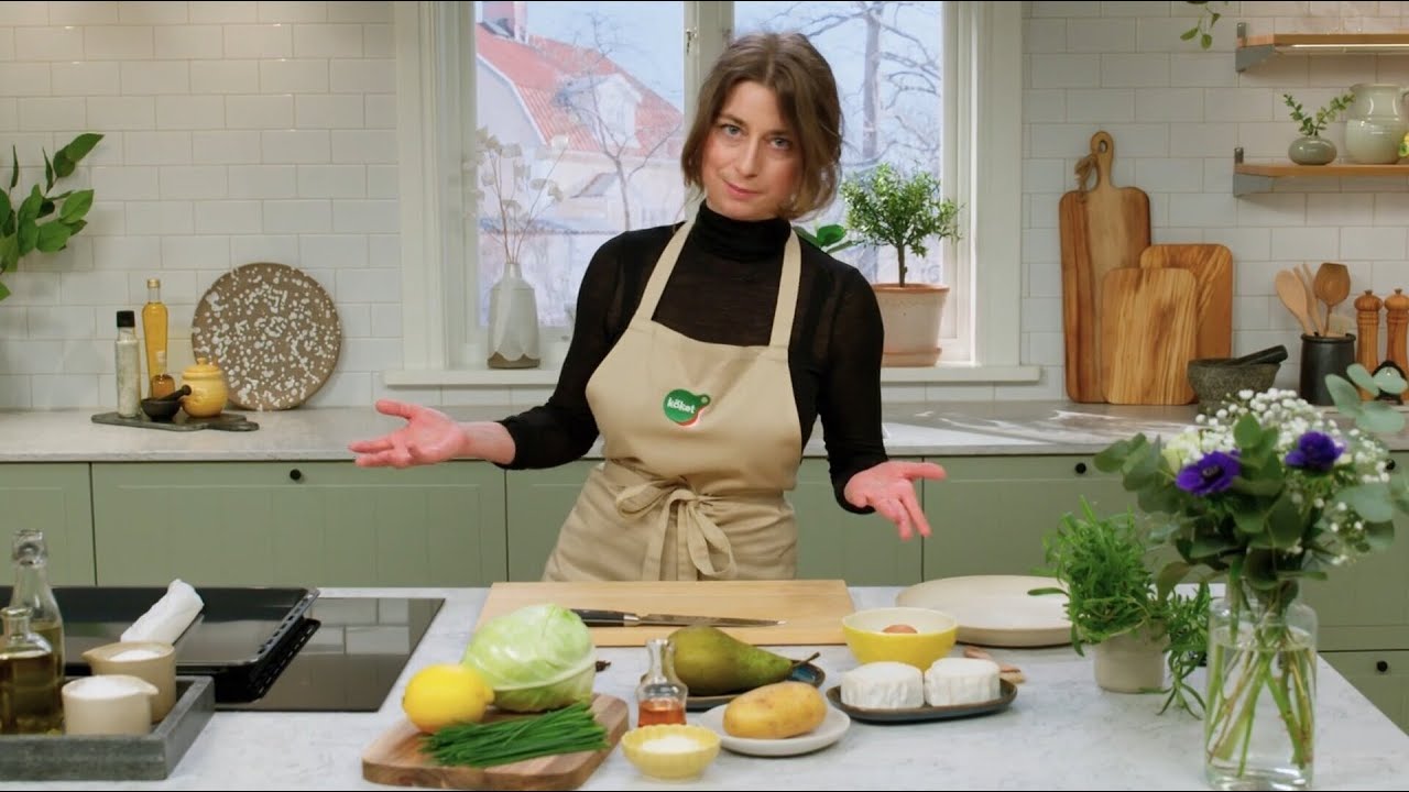 Öppen smördegspaj med getost och päron - Köket