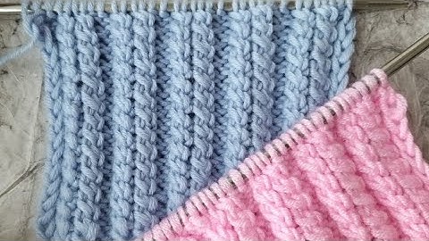 Узоры спицами. Резинка с перекрещенными петлями. Knitting patterns. Elastic band with crossed loops.