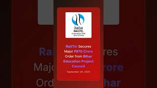 RailTel Secures Major ₹970 Crore Order from Bihar Education Project Council #stockmarketindia