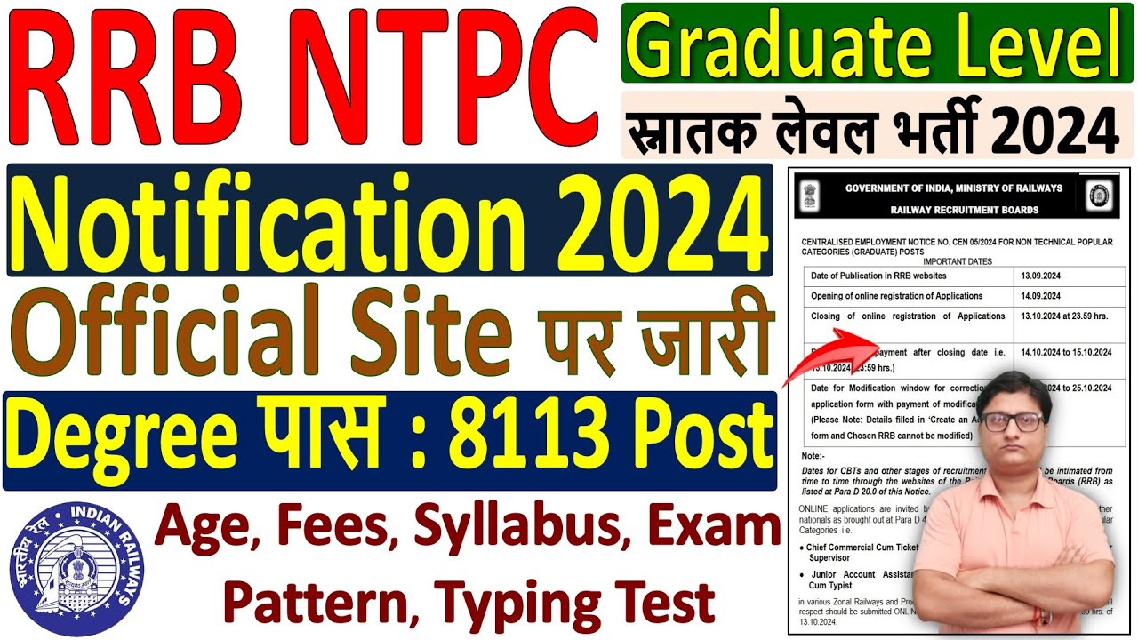 RRB NTPC Graduate Level Notification 2024 8113 Post RRB NTPC rrb-ntpc-graduate-level-notification-2024-8113-post-rrb-ntpc