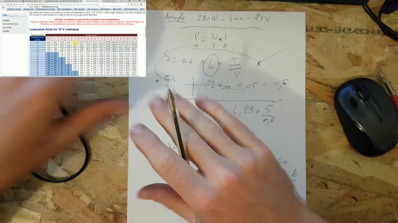 Etape N°5 - Calculer la section des câbles de l'installation photovoltaïque  autonome