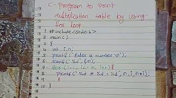 A simple c program to print multiplication table explained in telugu