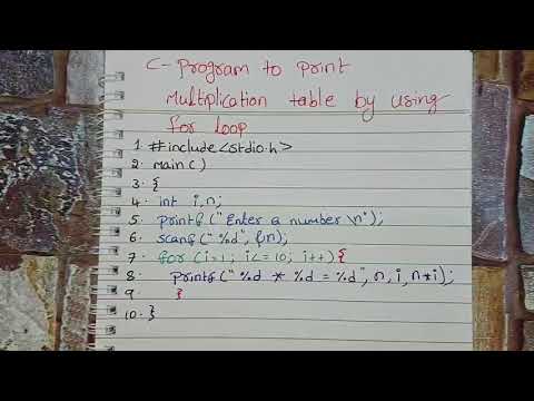 A simple c program to print multiplication table explained in telugu