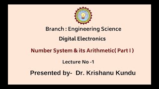 Digital Electronics | Number System & Its Arithmetic Part-1| AKTU Digital Education