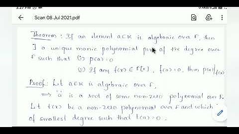 M Sc-1/Algebra-II/Factor Theorem/Field Theory