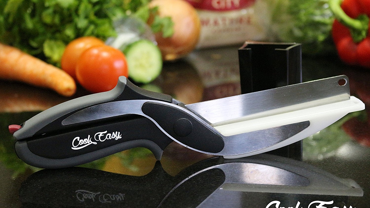 Smart Clever Cutter Kitchen Scissors Shears Food Chopper Metal Slicer Knife  Cutting Board 